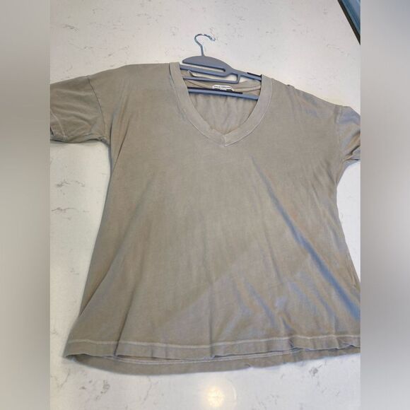James Perse 100% Cotton V-neck Tan Short Sleeve Minimalist Tee Shirt Small - Picture 3 of 9
